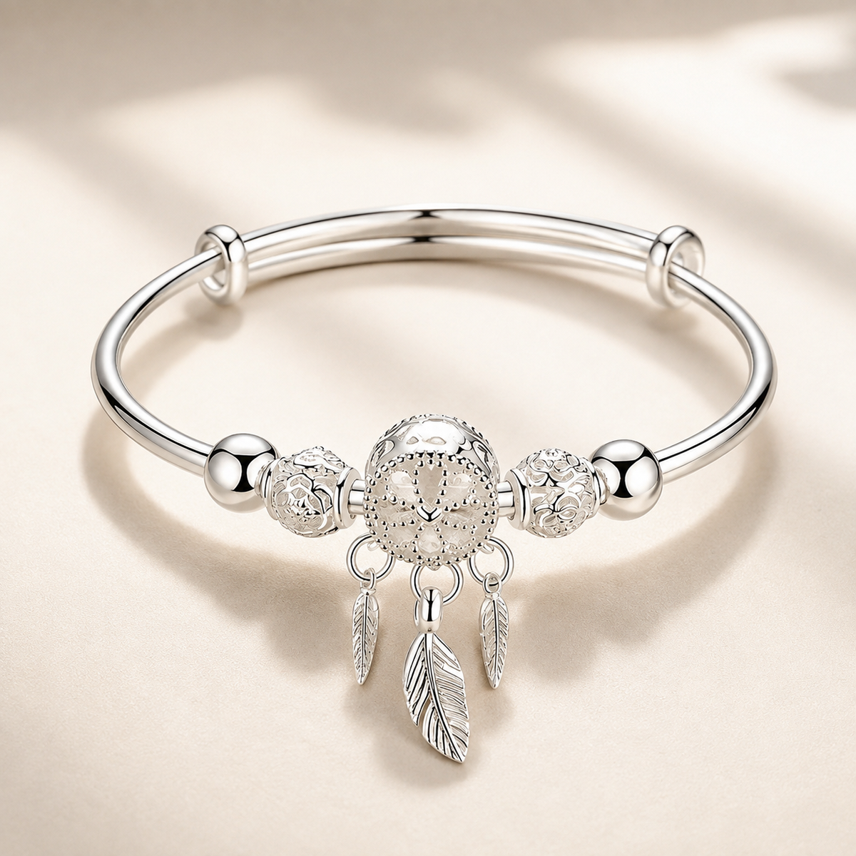 Aiyana – Bracelet attrape-rêves ajustable en argent 925