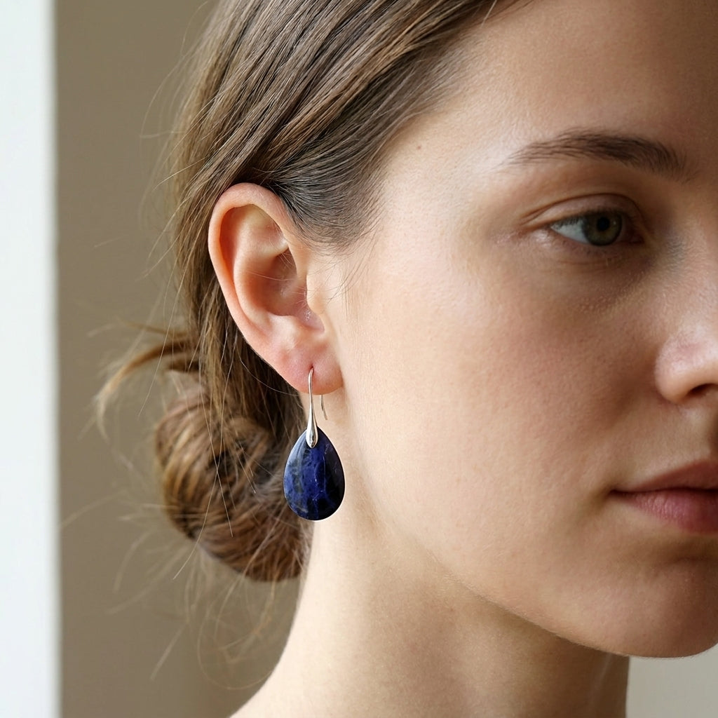 Kris – Boucles d'oreilles vintage chic avec pierre bleue