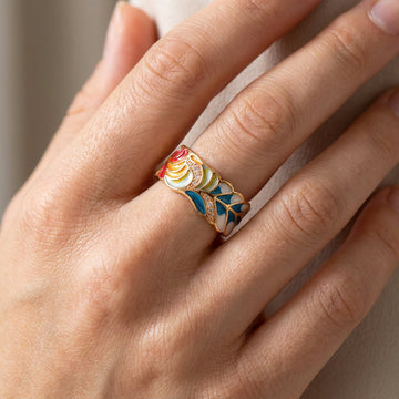 Isolde – Bague avec fleurs peintes à la main