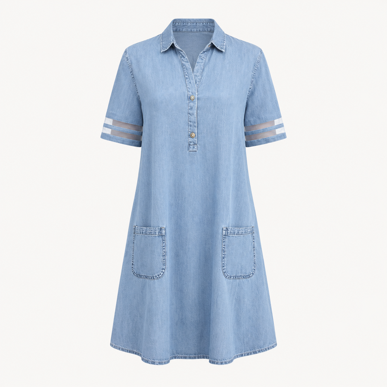 Sandra - Robe en jean élégante avec poches latérales pour femmes