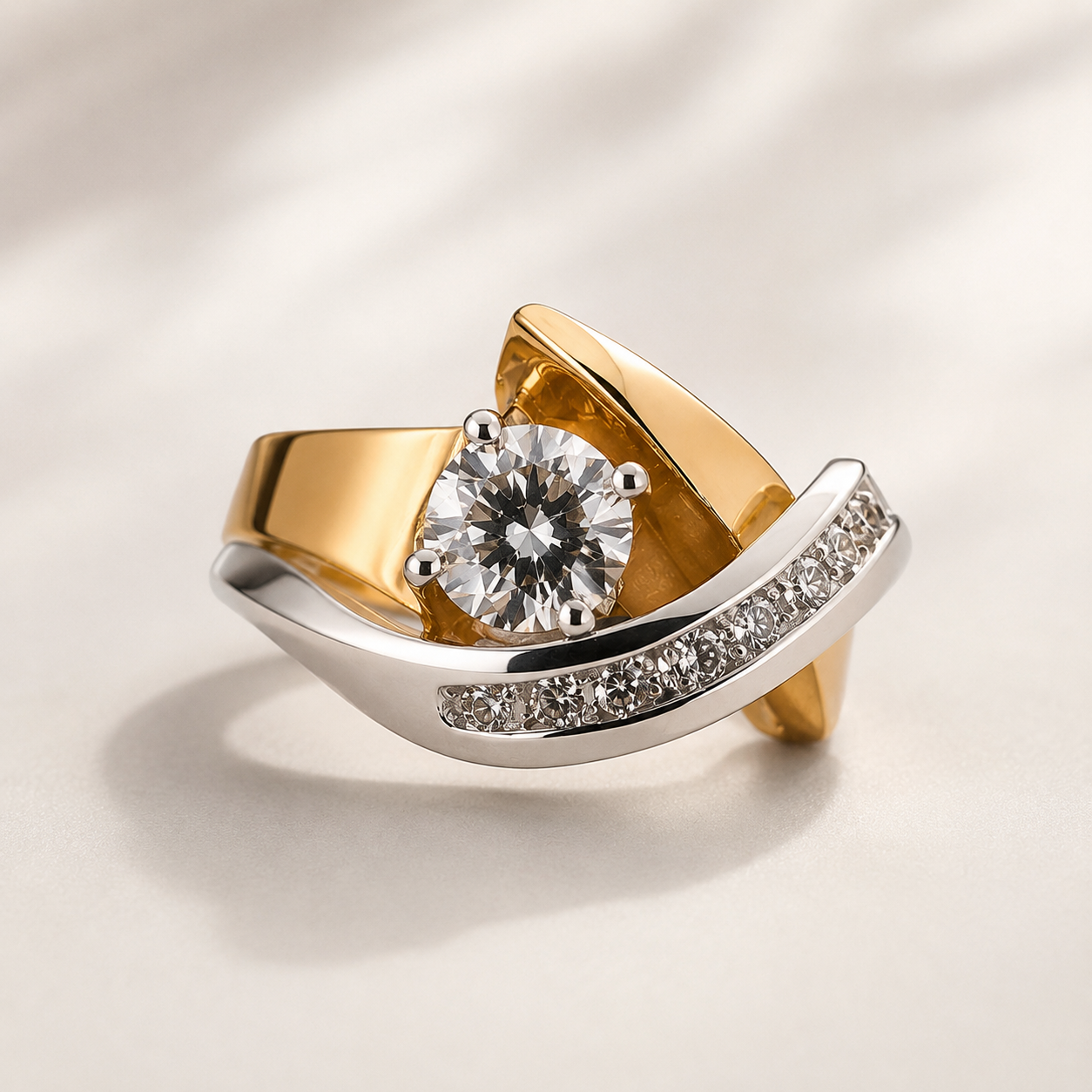 Sylira – Bague de signature en or et argent avec zircon