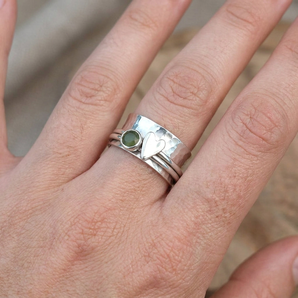 Maely – Bague cœur style rétro argenté