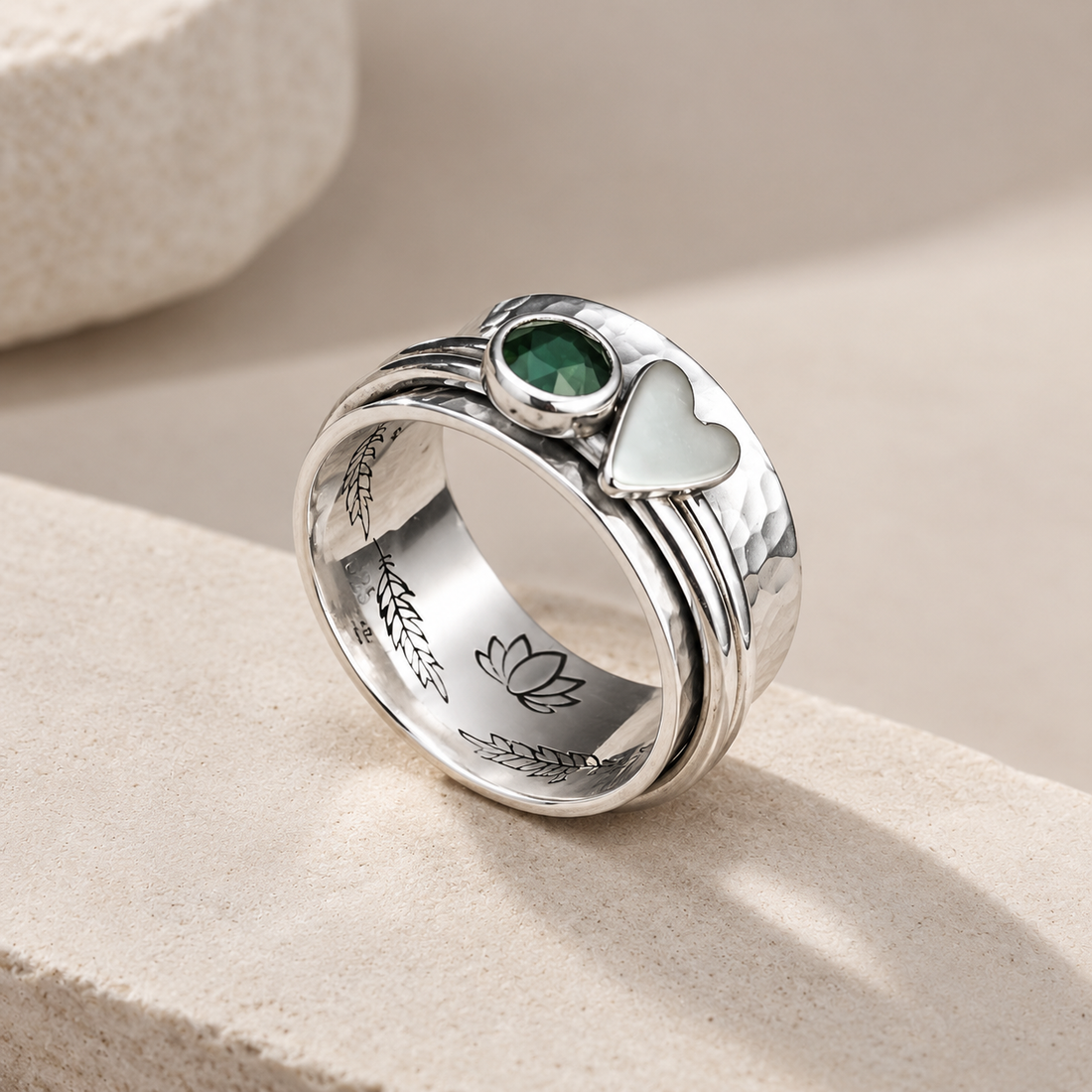 Maely – Bague cœur style rétro argenté