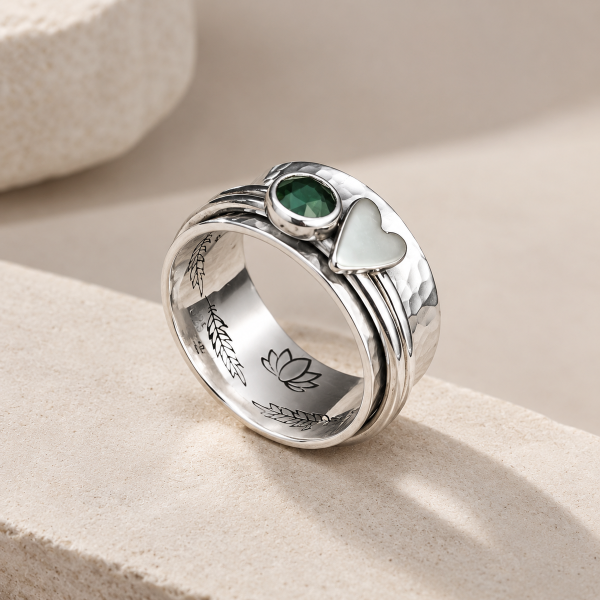 Maely – Bague cœur style rétro argenté