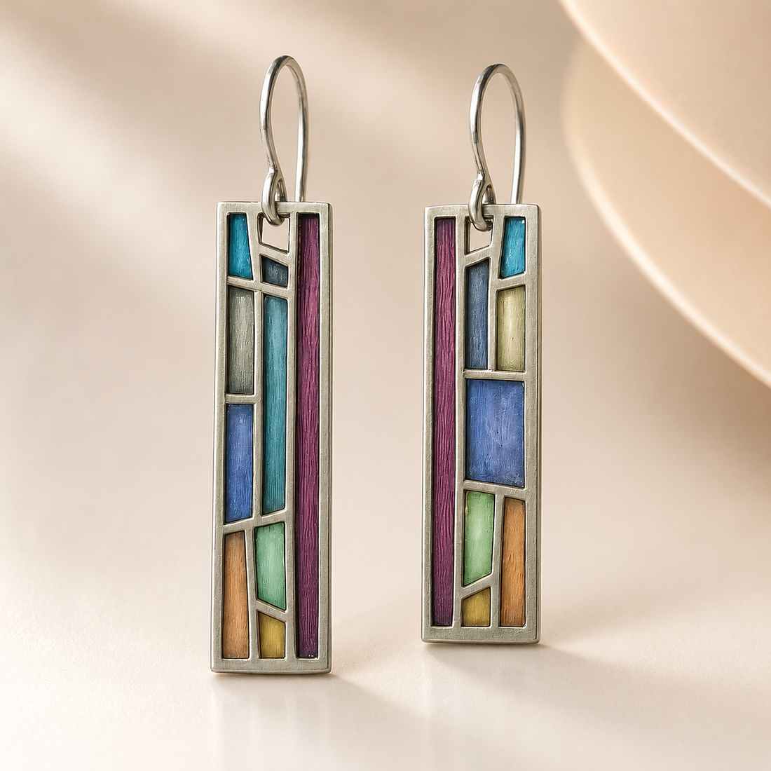 Lina – Boucles d'oreilles vintage en argent avec accents de couleur
