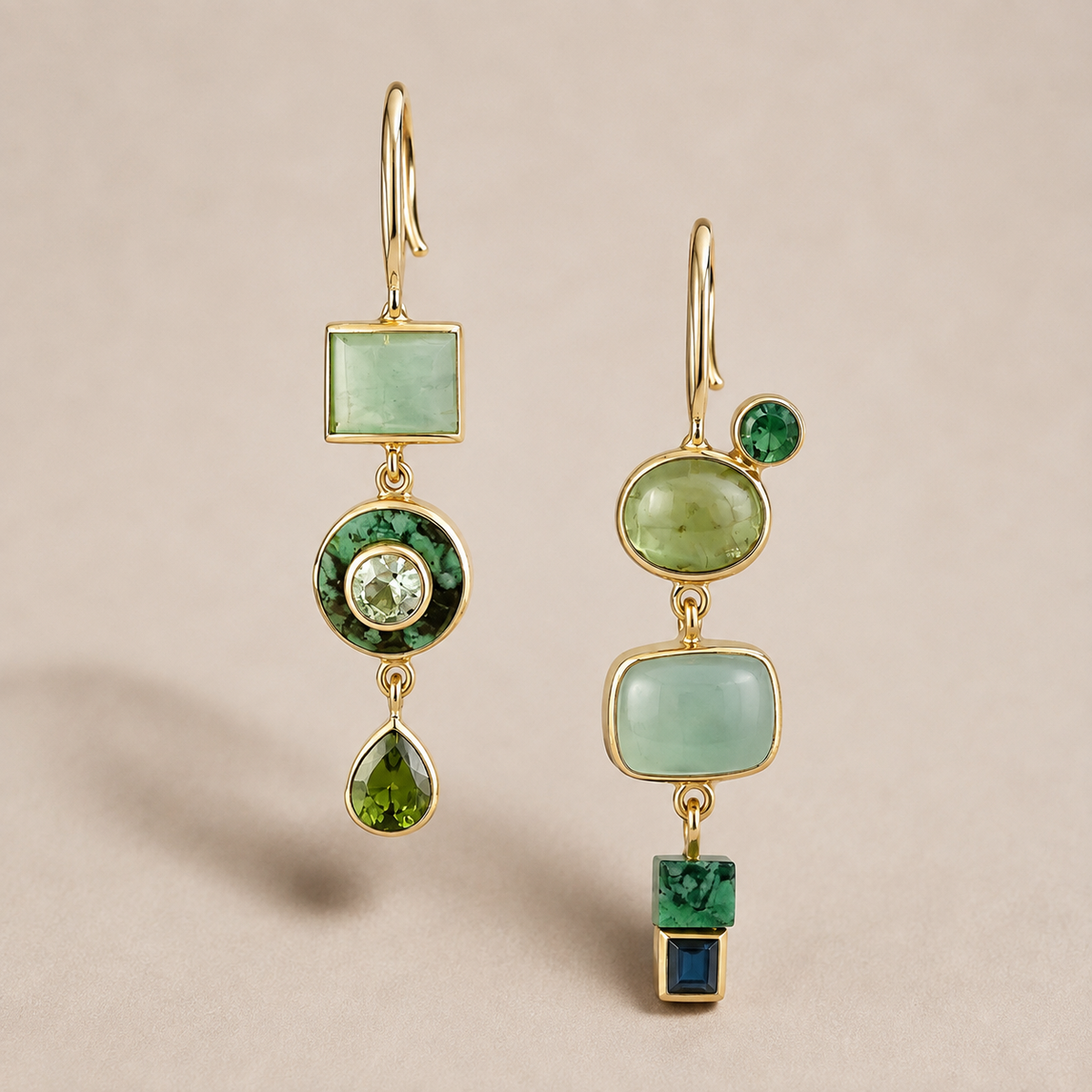 Nerida – Boucles d'oreilles vertes vintage pendantes