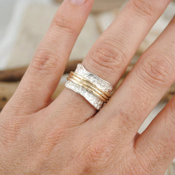 Bianca - Bague tournante intemporelle en or et argent