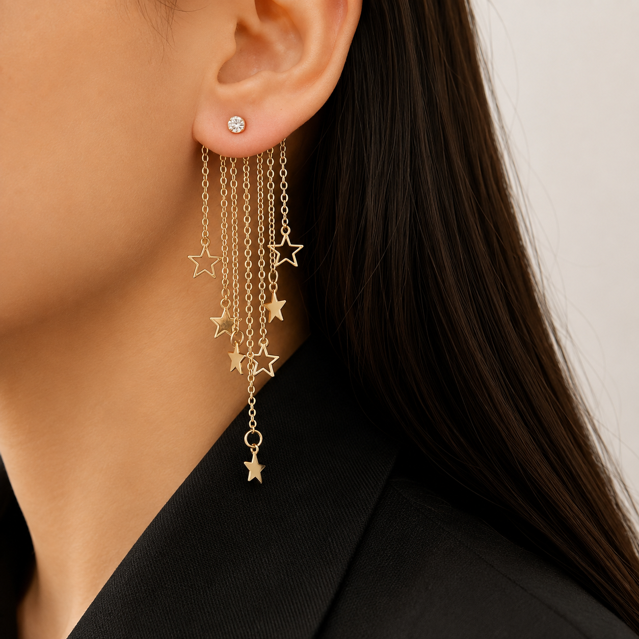 Valerie – Boucles d'oreilles pendantes en étoile avec franges