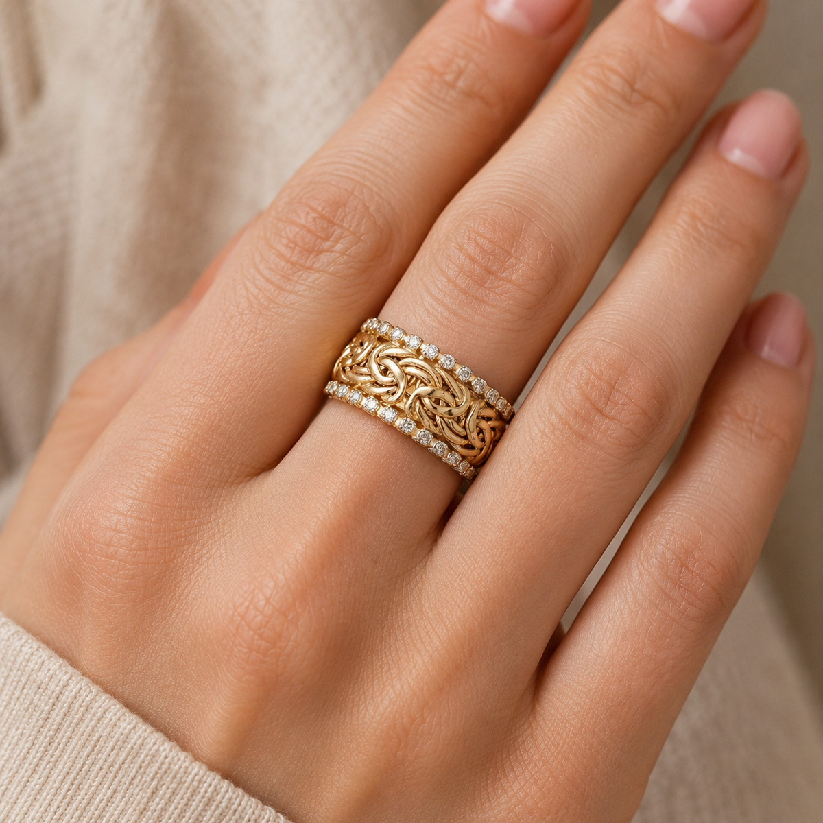 Lydia – Bijou en or tressé avec zircon