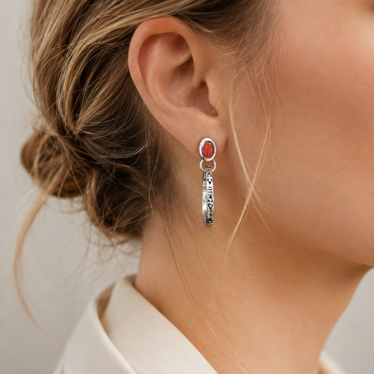 Issa – Boucles d'oreilles boho vintage avec onyx