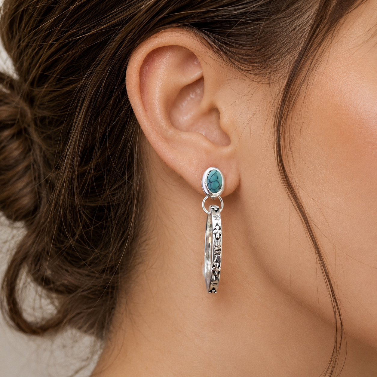 Issa – Boucles d'oreilles boho vintage avec onyx