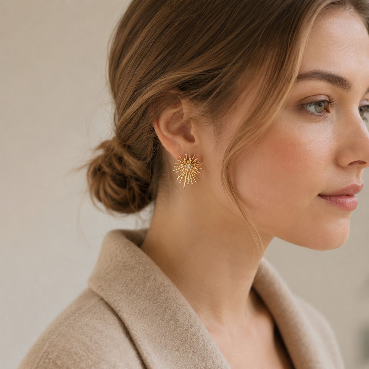 Lea – Boucle d'oreille clip en zircon éclair de feu