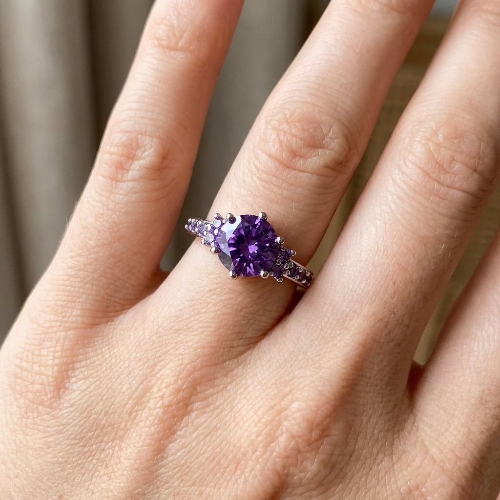 Coralie – Bague en améthyste violette