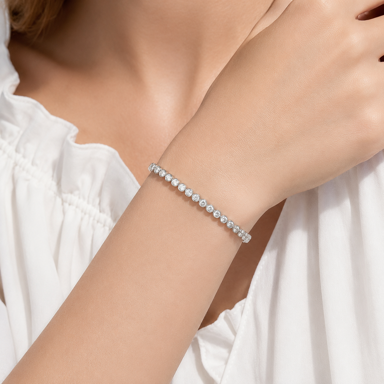 Elise – Bracelet de bulles en argent et diamants