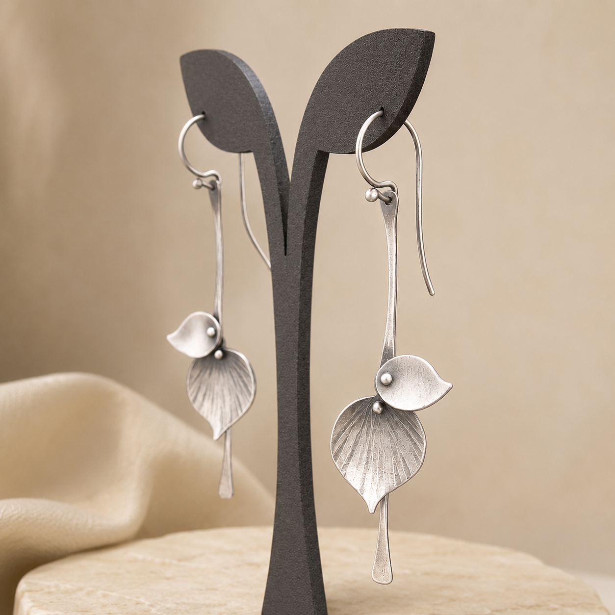 Alira – Boucles d'oreilles en feuille vintage en argent