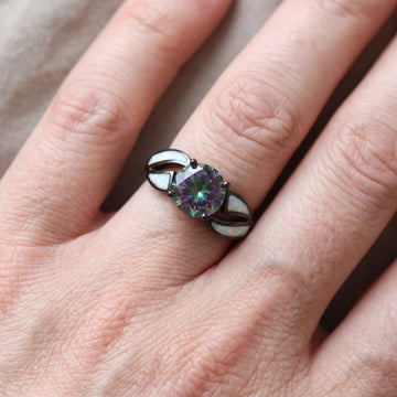 Mirella – Bague arc-en-ciel en opale et topaze