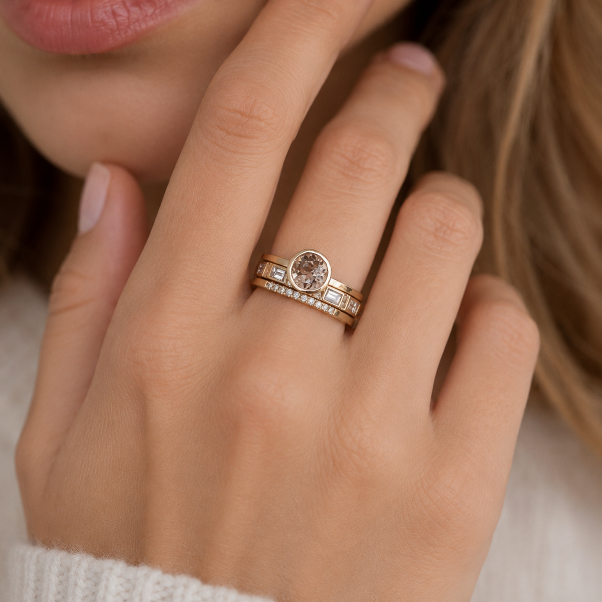 Soline – Bague avec cristal serti en or
