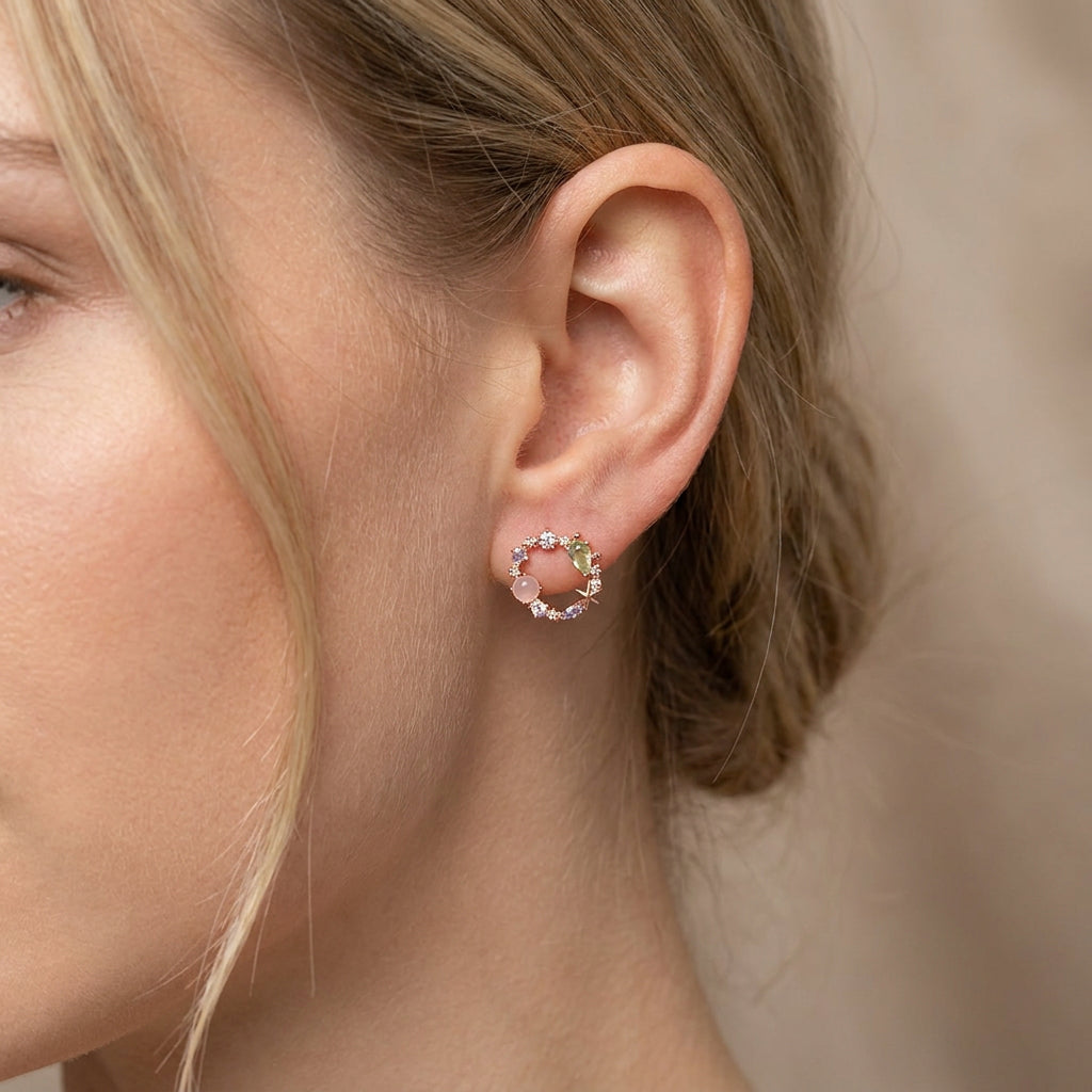Florina – Boucles d'oreilles Fleur en Cristal et Or Rose