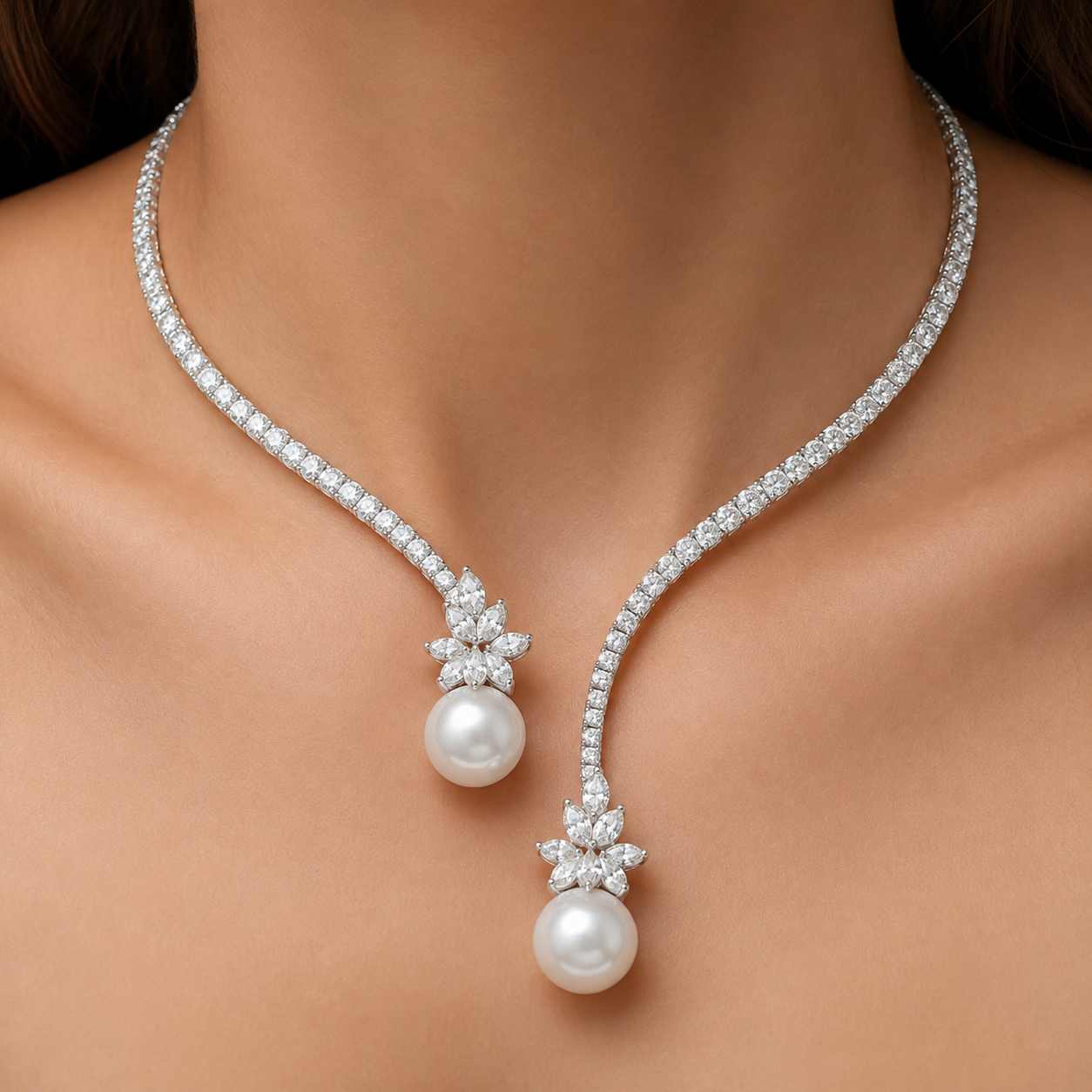 Lyra – Collier en argent sterling brillant avec perles