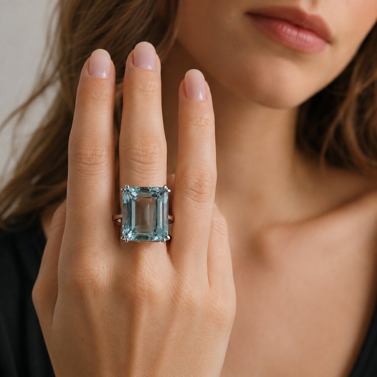 Yvaine – Bague vintage avec zirconite bleue