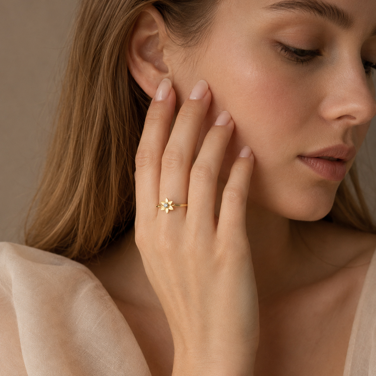 Flora – Bague de fleurs avec pierre de naissance