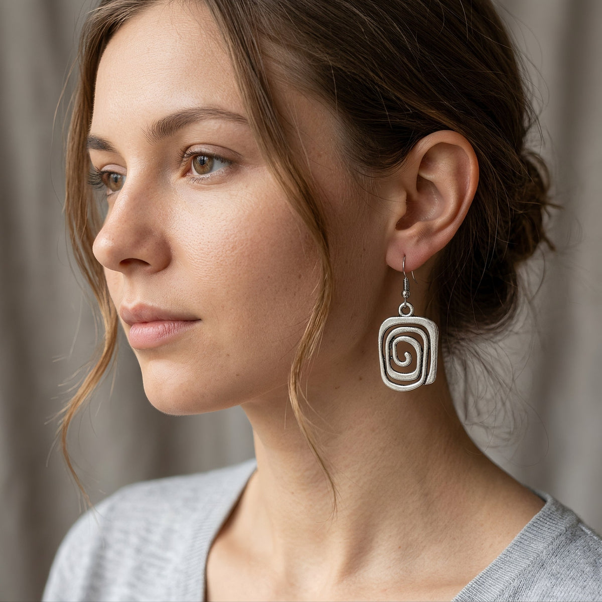 Eva – Boucles d'oreilles spirales rétro en argent