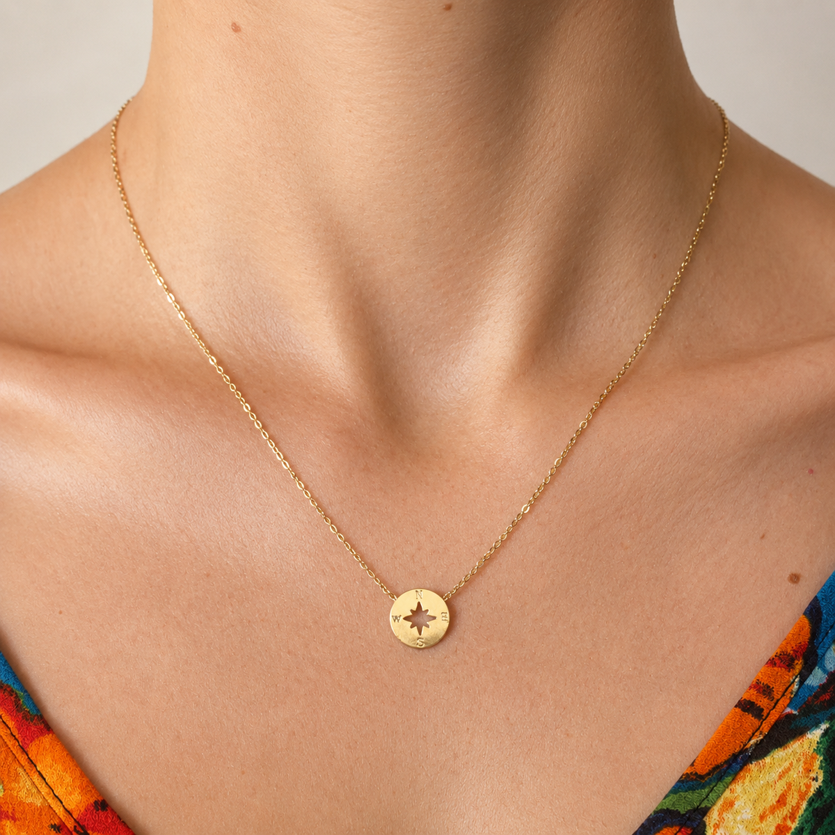 Runder Kompass - Collier de charme