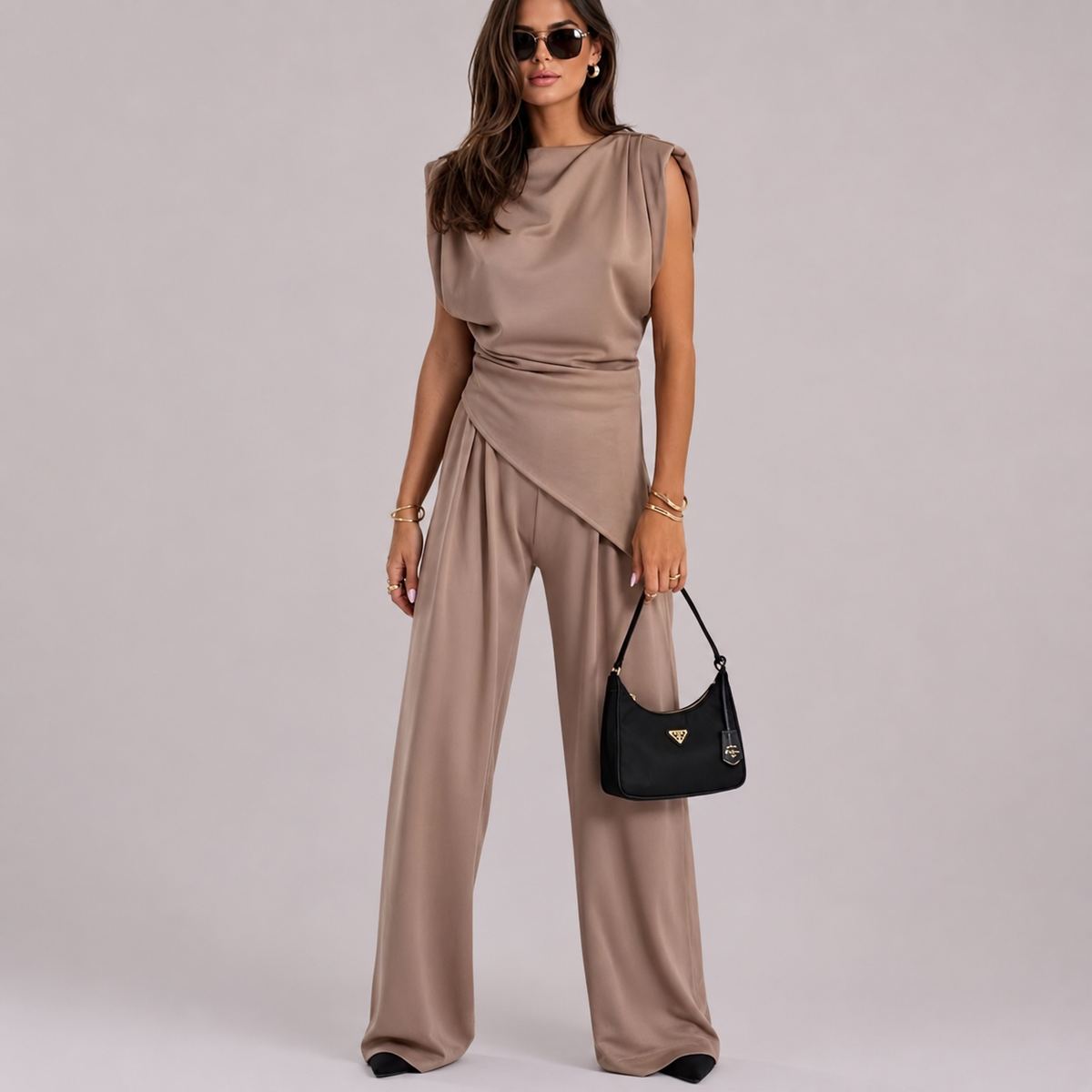 Fannie - Ensemble Asymétrique Sans Manches 2 Pièces
