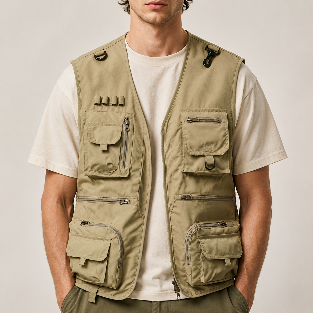 Arlan - Veste d'été à poches multiples pour homme