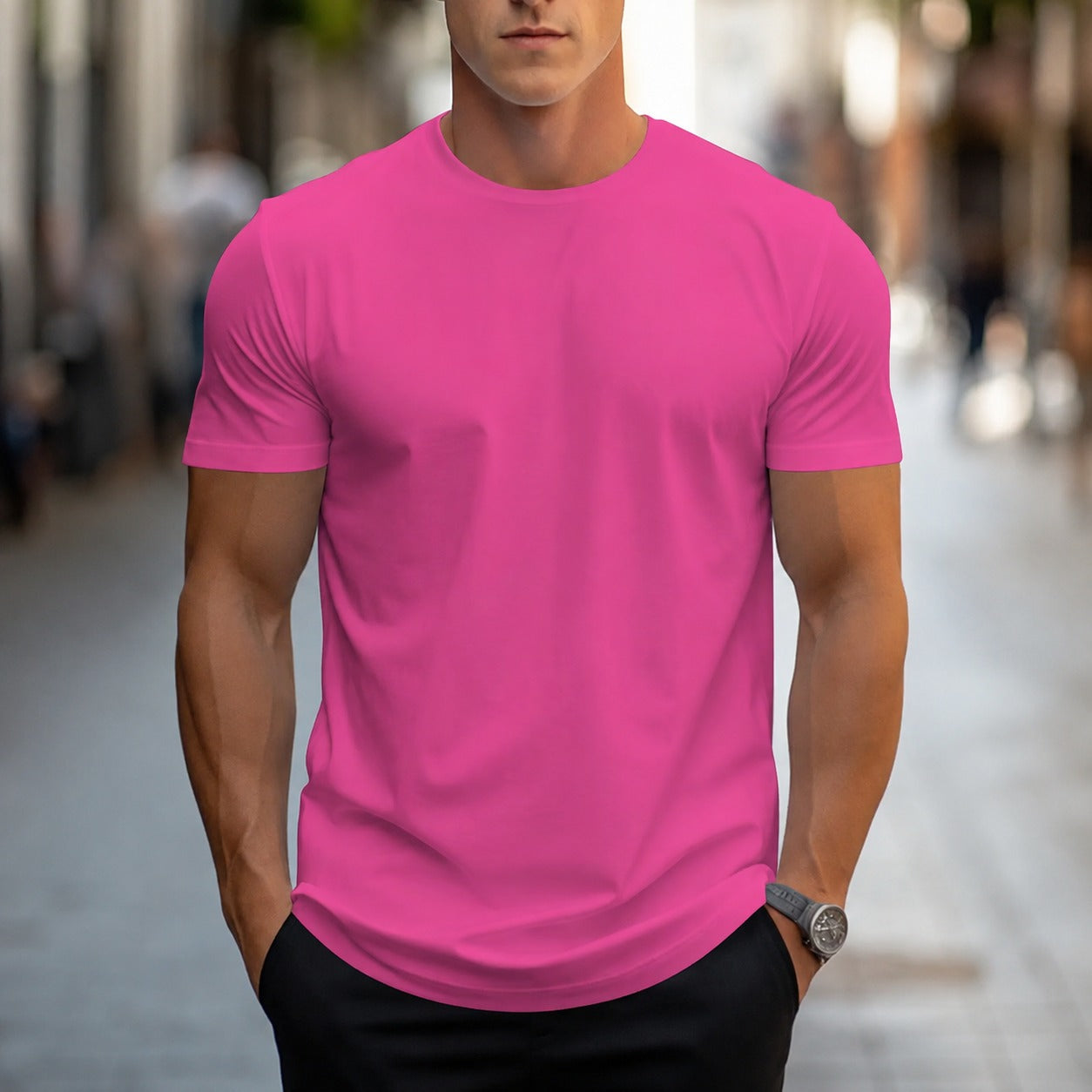 Owen - T-shirt uni décontracté pour hommes