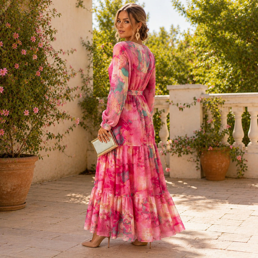 Carroll - Robe à Fleurs avec Manches Longues