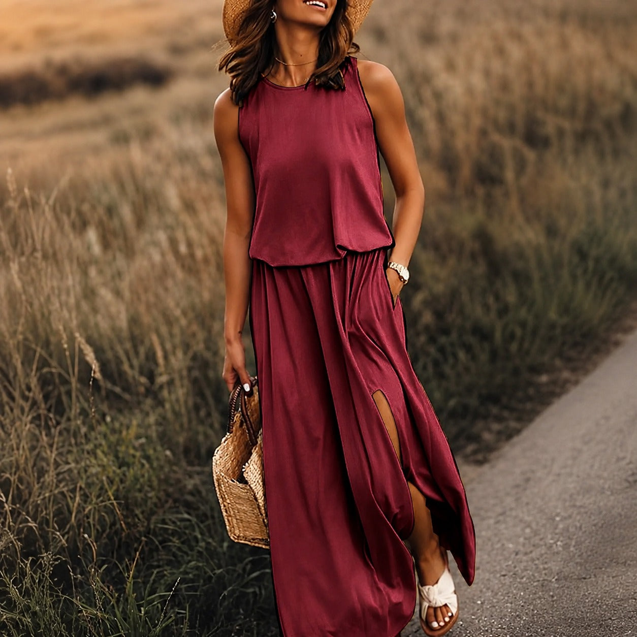 Edna - Robe maxi bohème décontractée en modal