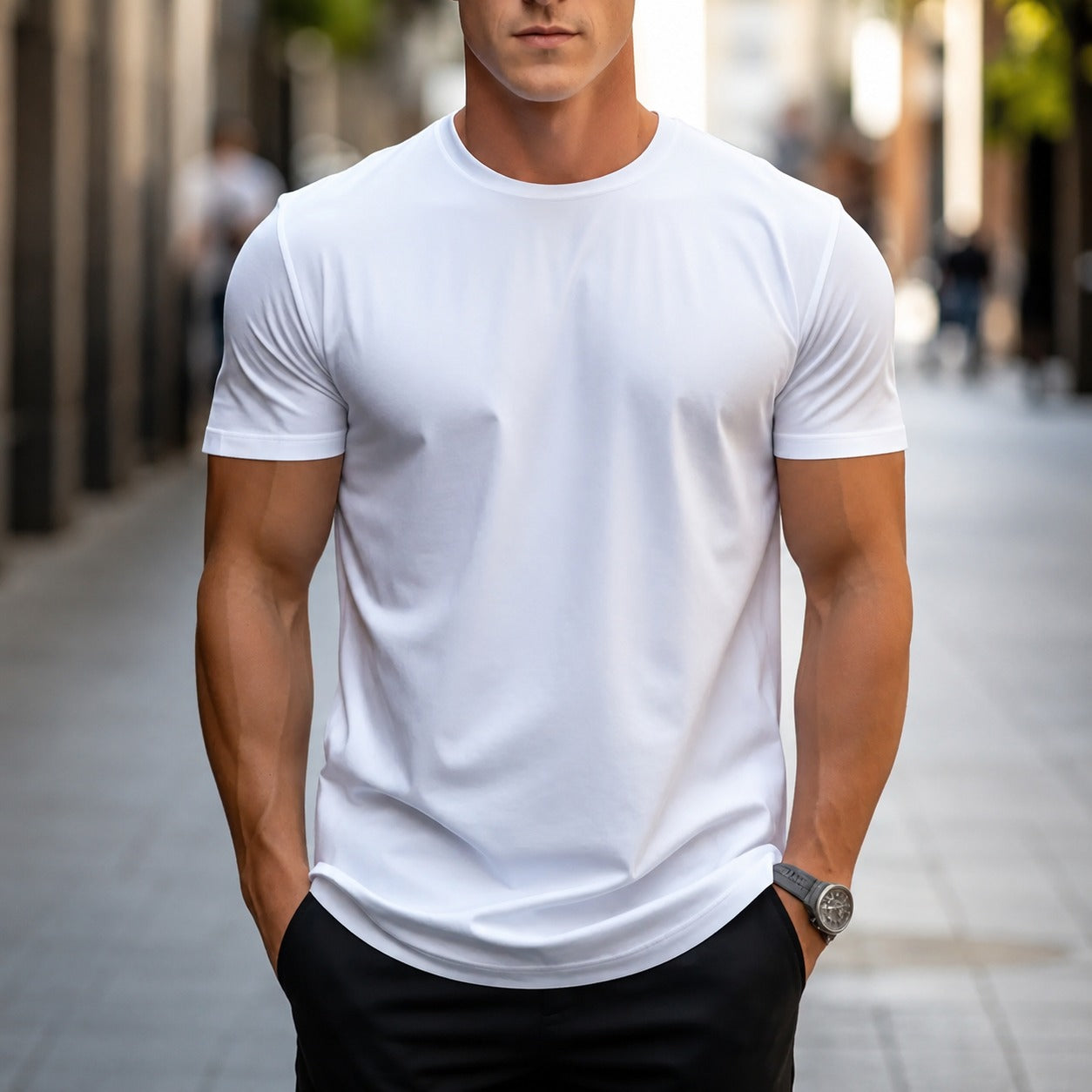 Owen - T-shirt uni décontracté pour hommes
