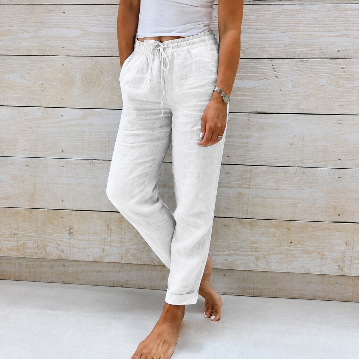 Stacy - Pantalon décontracté pour femme en tissu léger