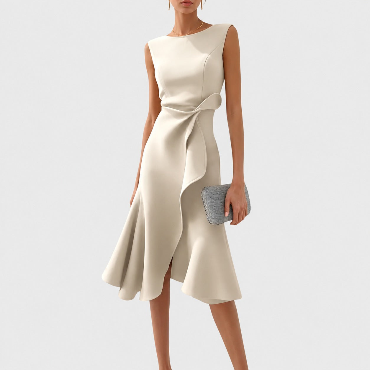 Stella - Robe Midi Chic sans Manches