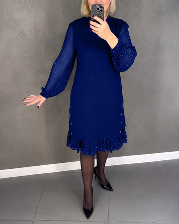 Gabriela - Robe Élégante à Pois à Manches Longues