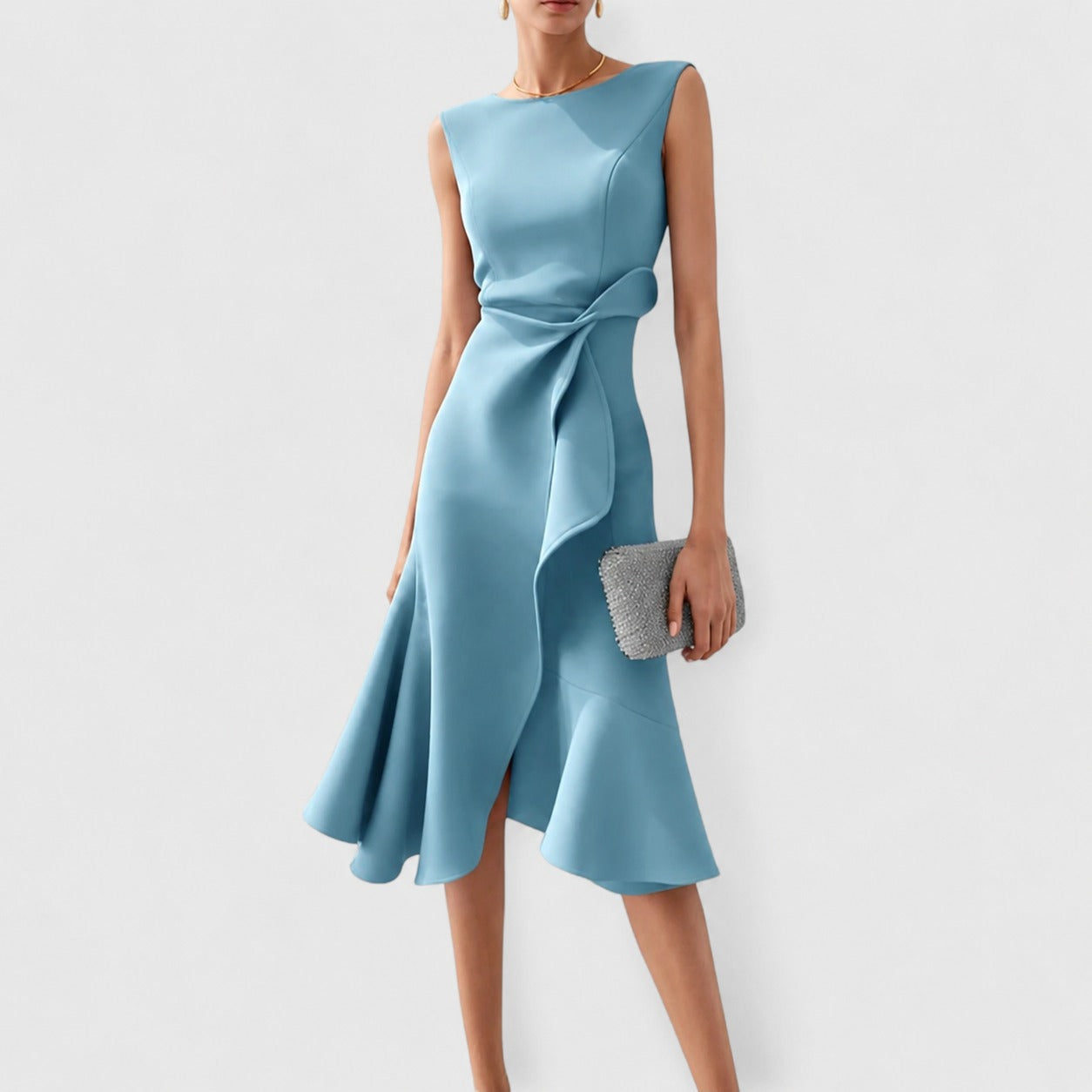 Stella - Robe Midi Chic sans Manches