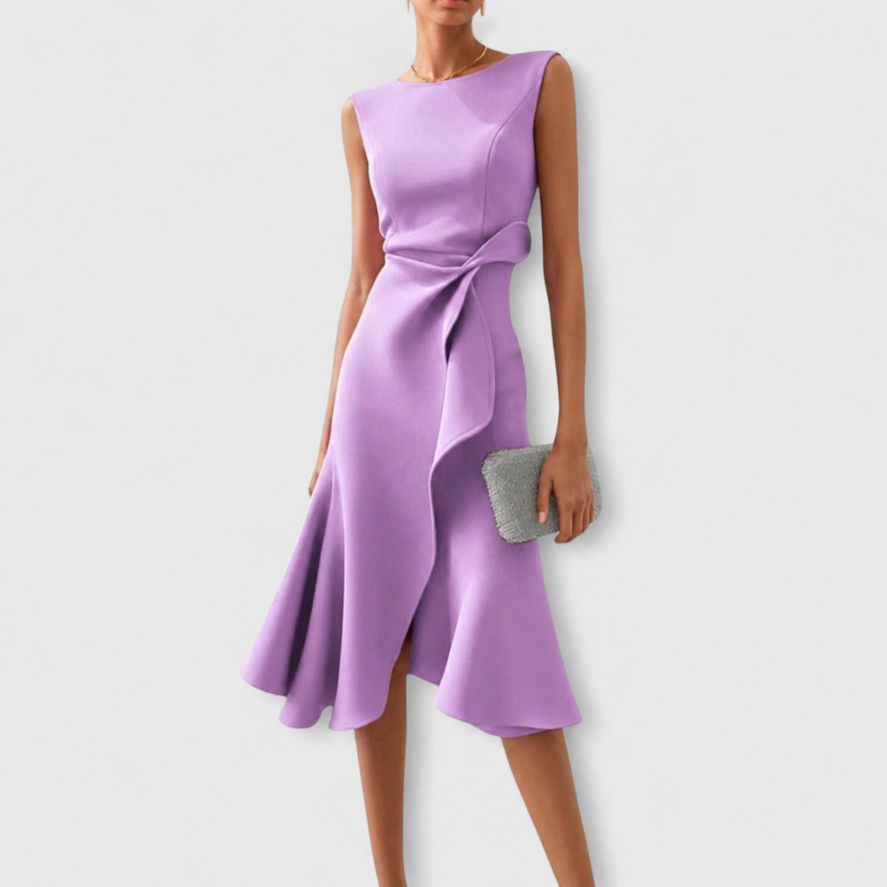 Stella - Robe Midi Chic sans Manches