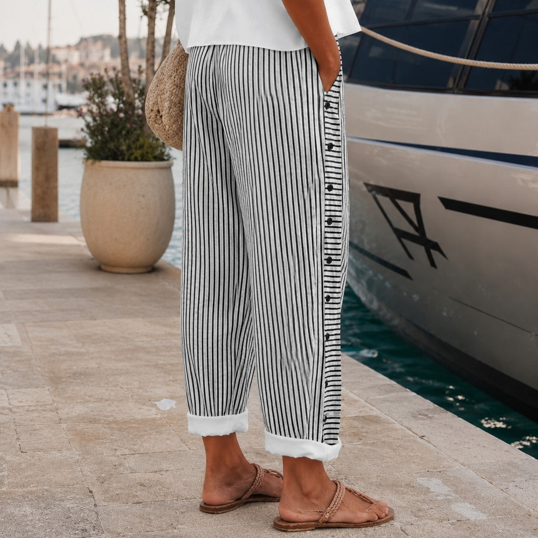 Rachael - Pantalon Relax avec Poches Latérales