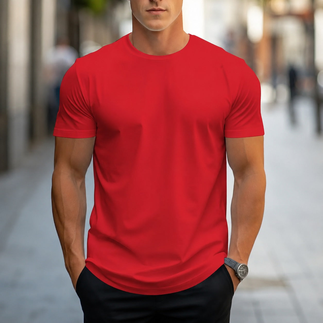 Owen - T-shirt uni décontracté pour hommes