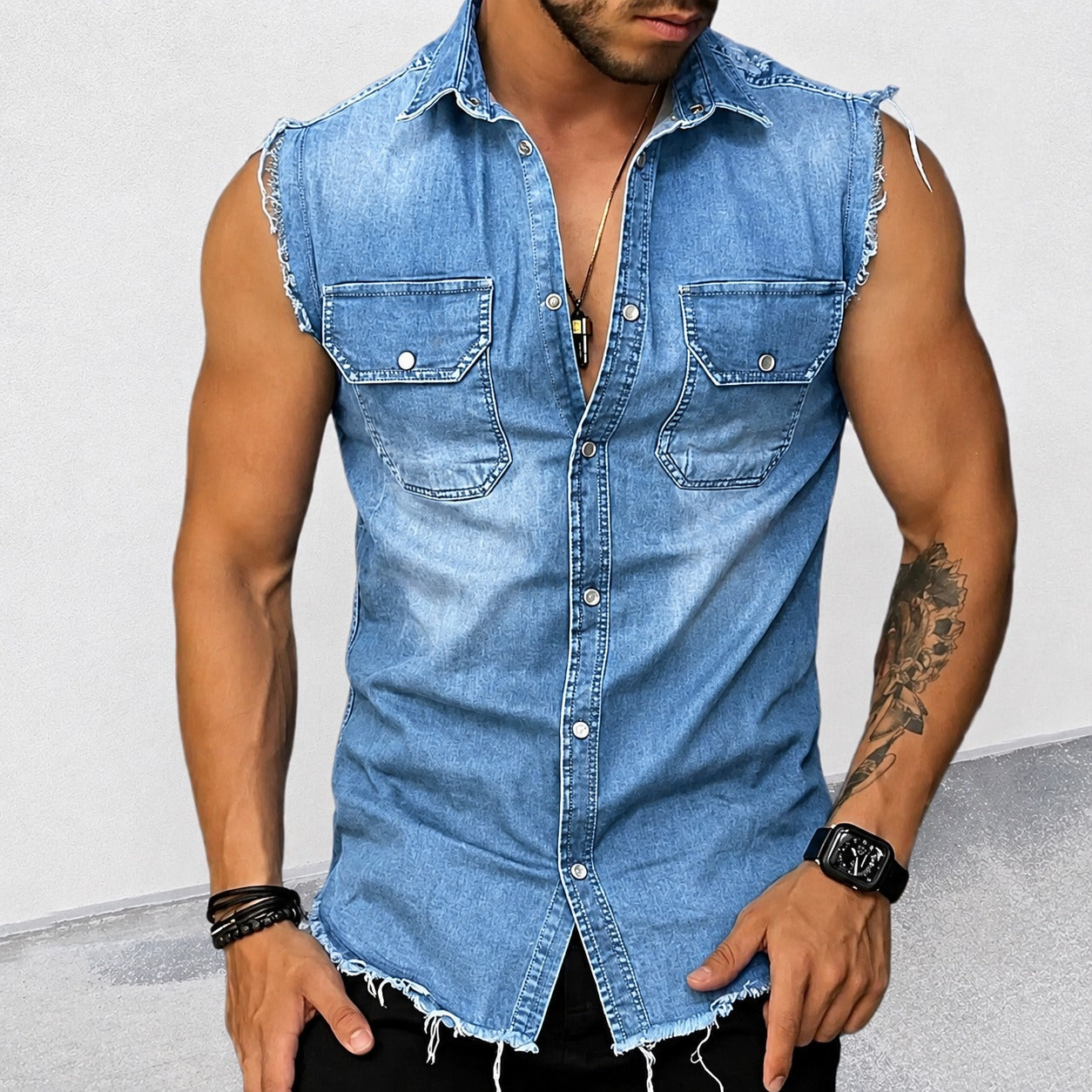 Ollie - Chemise classique sans manches avec effet vieilli