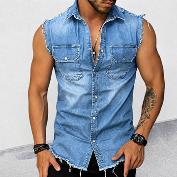 Ollie - Chemise classique sans manches avec effet vieilli