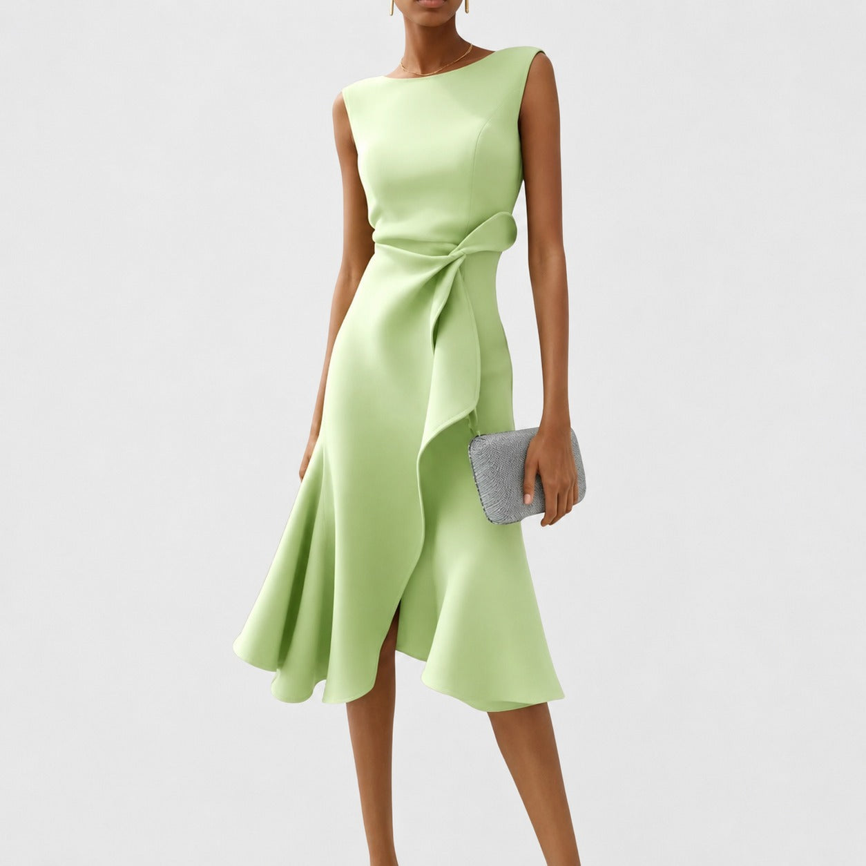Stella - Robe Midi Chic sans Manches