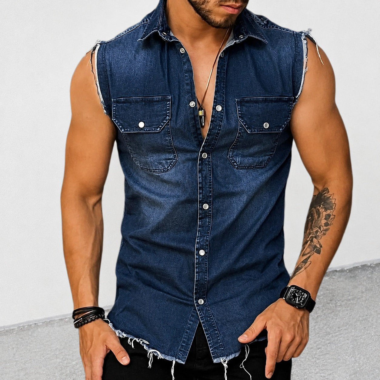 Ollie - Chemise classique sans manches avec effet vieilli