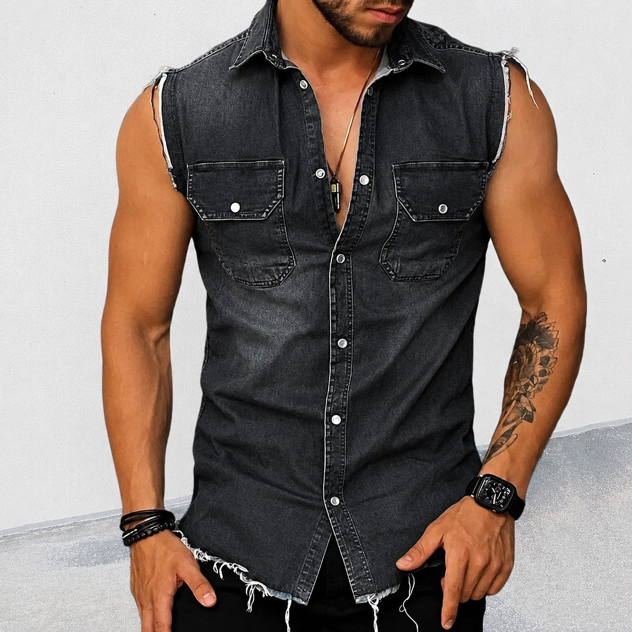 Ollie - Chemise classique sans manches avec effet vieilli