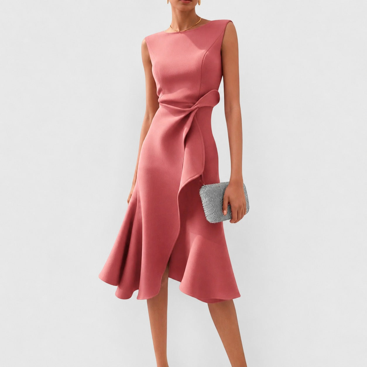 Stella - Robe Midi Chic sans Manches