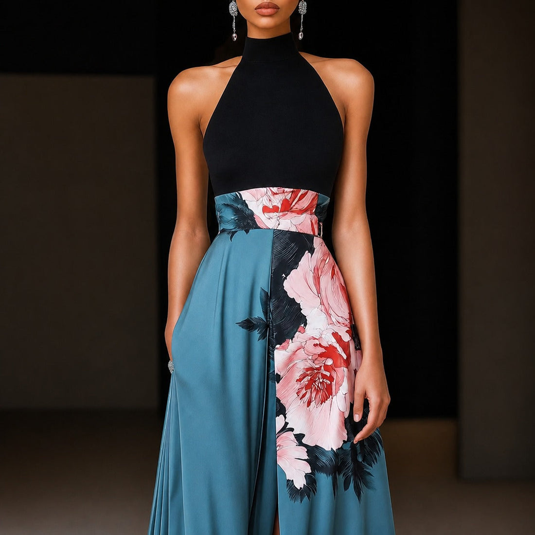 Annie - Robe Maxi à Motif Fleuri Sans Manches