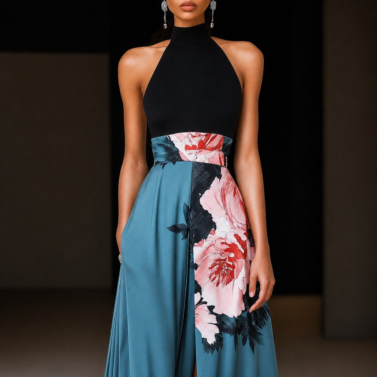 Annie - Robe Maxi à Motif Fleuri Sans Manches