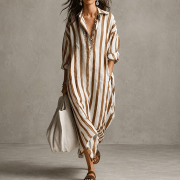 Elysia - Robe longue style chemise à manches longues