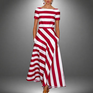 Darcie - Robe longue à rayures avec coupe évasée